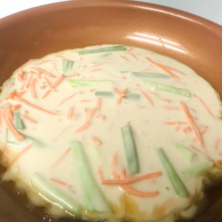 raw batter in a skillet