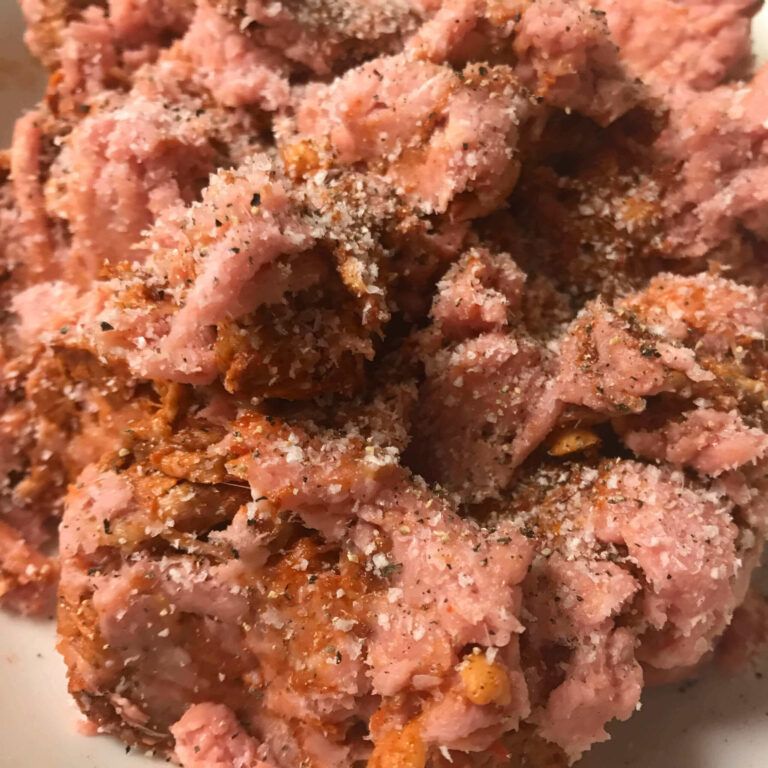raw chopped meat in a bowl