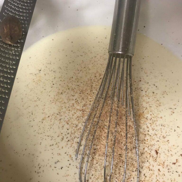 nutmeg on cream in bowl