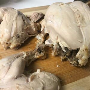 cutting up roast chicken