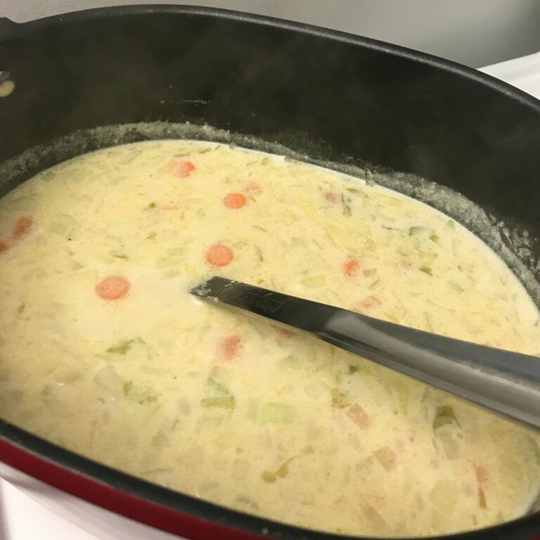 pot of creamy soup