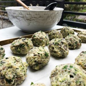 tray of raw meatballs