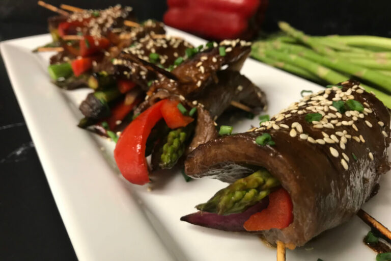 Asian-Beef-Veggie-Rolls on a platter.