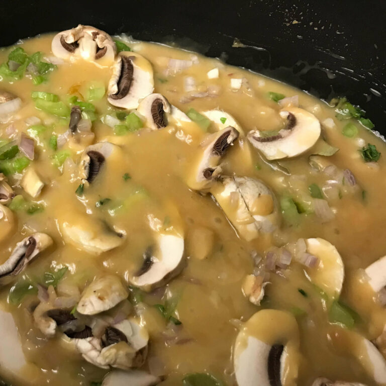 mushrooms, celery and onion added to sauce.