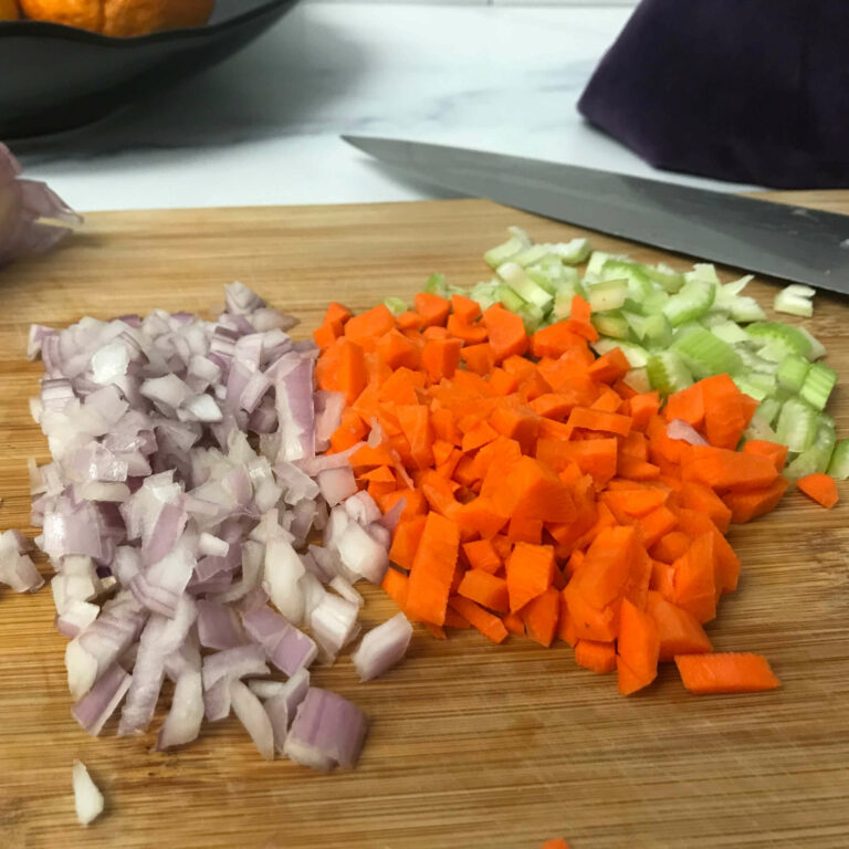 chopped veggies.