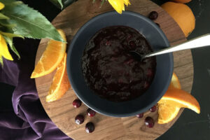 cranberry orange sauce in a bowl.