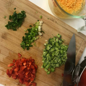 chopped veggies.