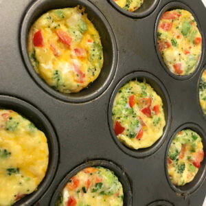 a tray of cooked egg muffins.