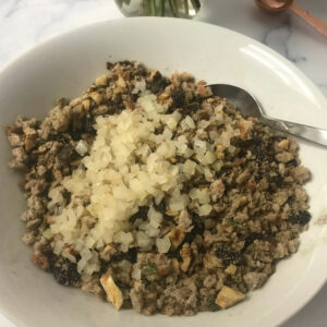 stuffing ingredients in a bowl.