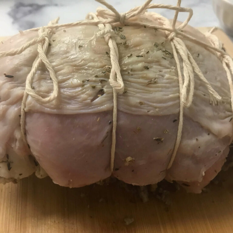 twine wrapped turkey breast.