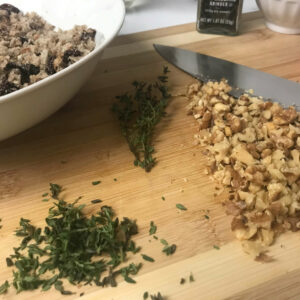 chopped walnut and herbs.