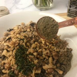 stuffing mixture in a bowl.