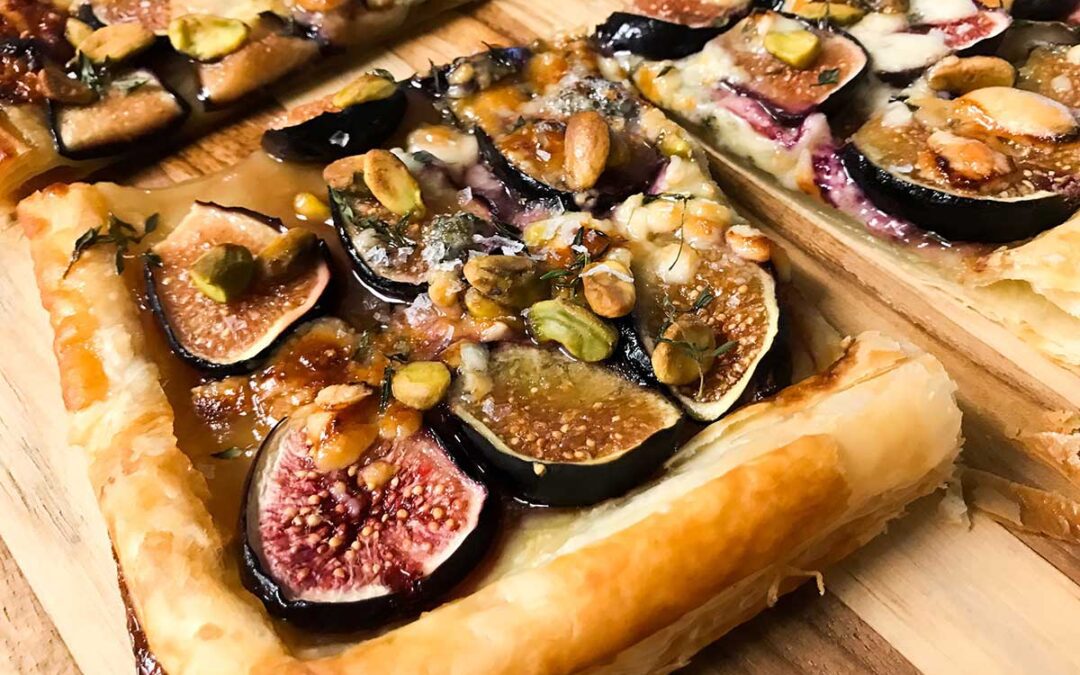 Fresh Figs, Blue Cheese, Pistachios, Honey and Thyme Tart