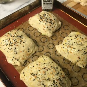 everything bagel seasoning on top of calzones.