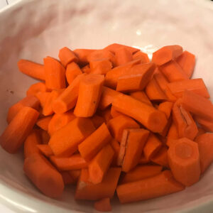 cut carrots in a bowl.