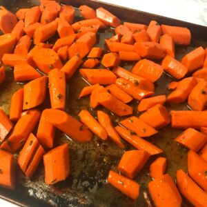 carrots on a baking sheet.