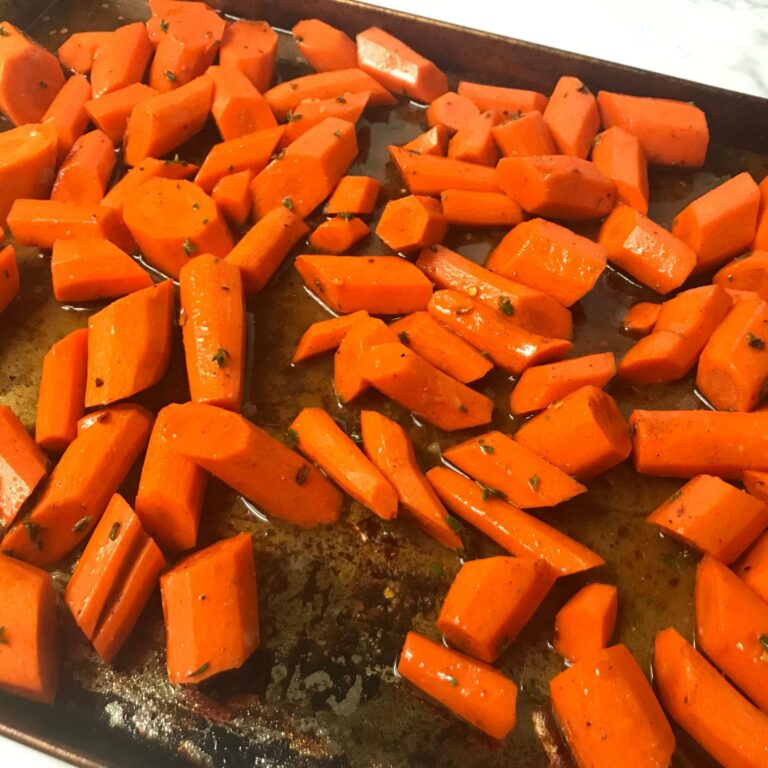 carrots on a baking sheet.