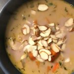 minnesota wild rice soup with almonds.