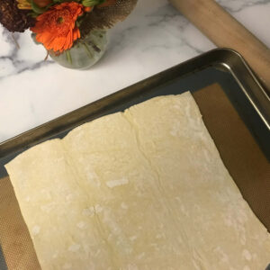 puff pastry on a baking sheet.