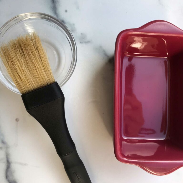 pastry brush, oil and baking dish.