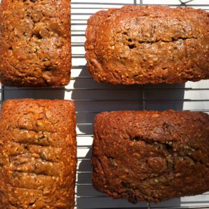 four loafs of cracker mix baked.