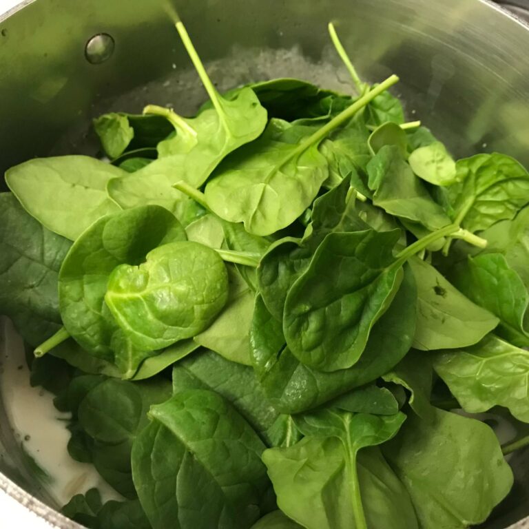 spinach in pot.