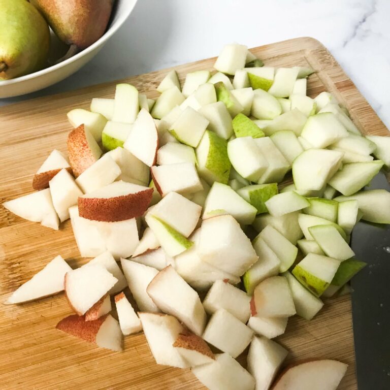 chopped pears.