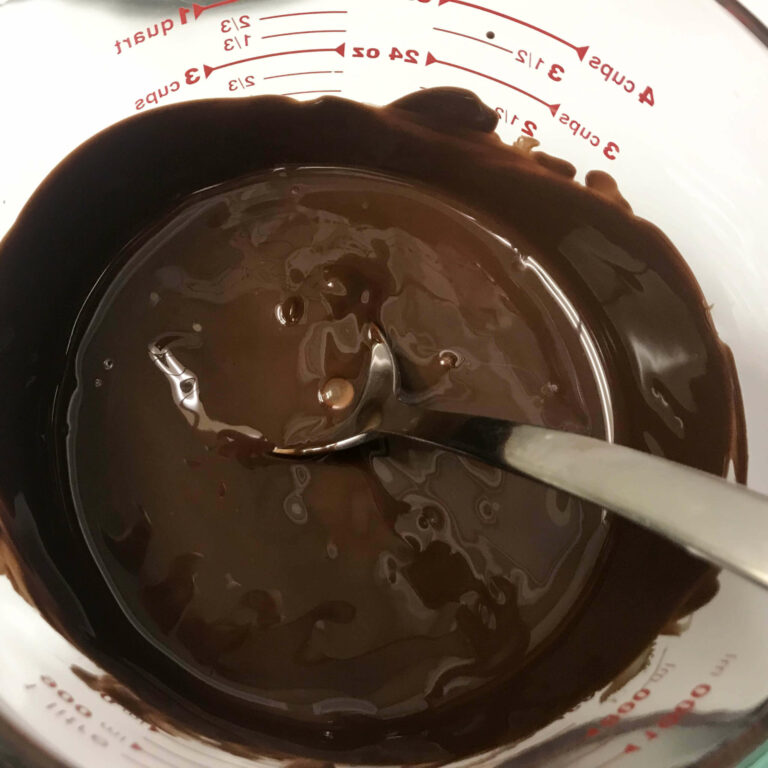 melted chocolate in measuring cup.
