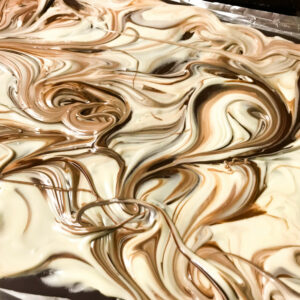 swirled chocolate.