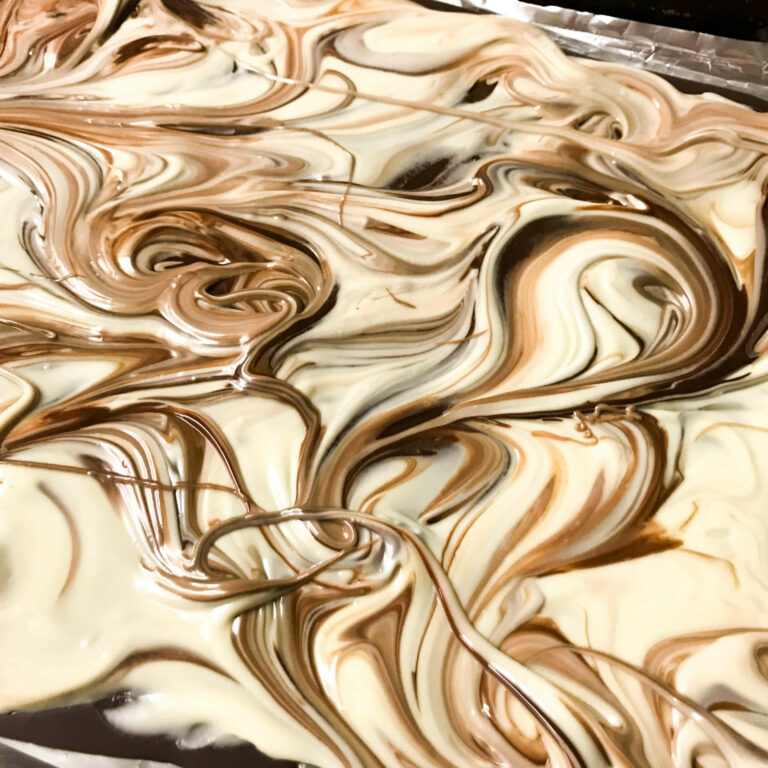 swirled chocolate.
