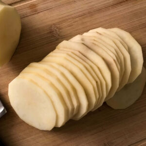 sliced potatoes.