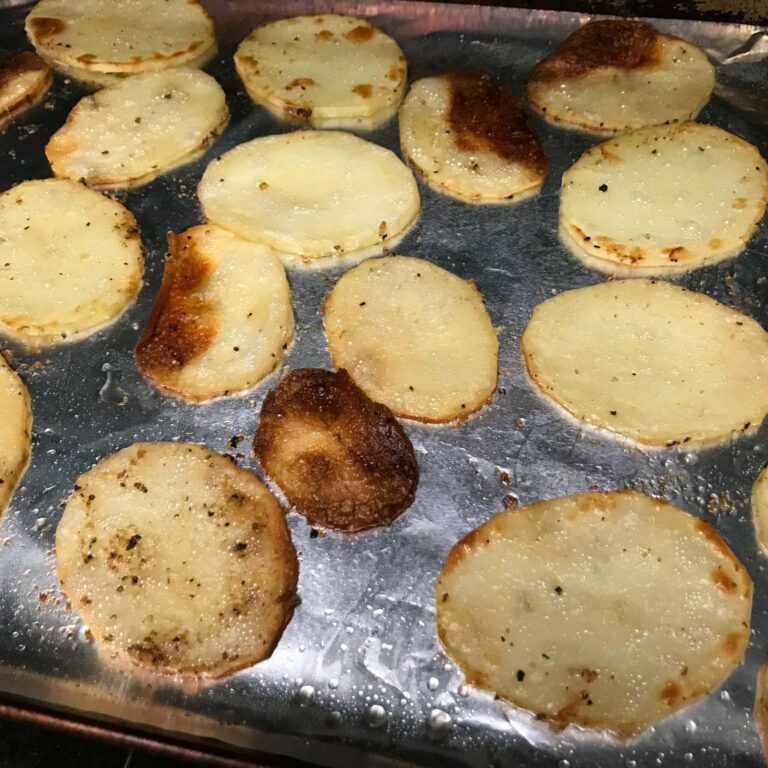 browned potato slices.