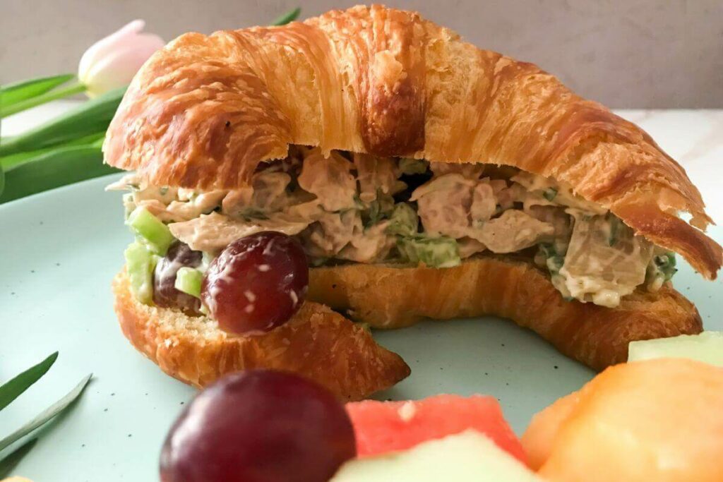 chicken salad on a croissant.