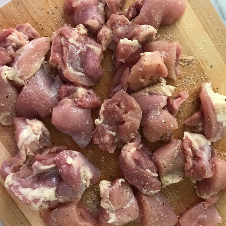 cut up raw chicken.