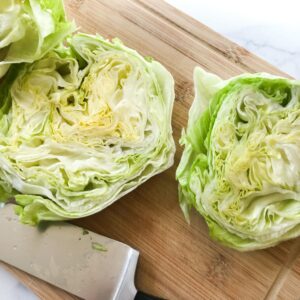 sliced iceberg lettuce steaks.