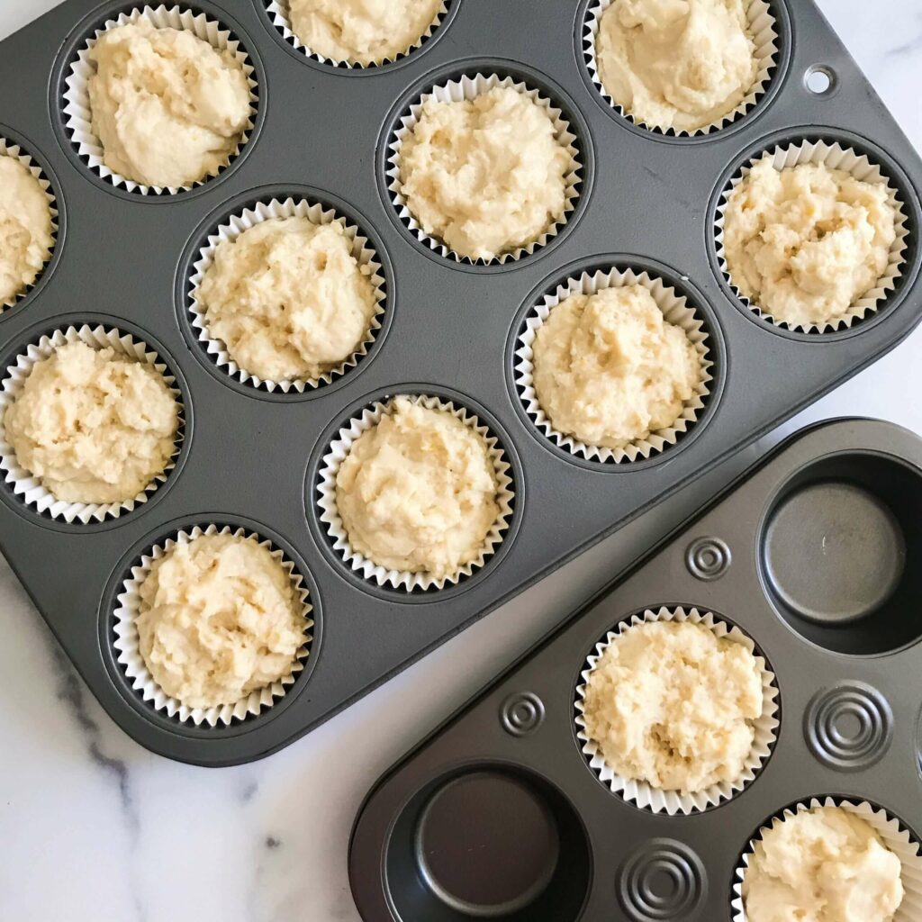 cupcake batter in pan.