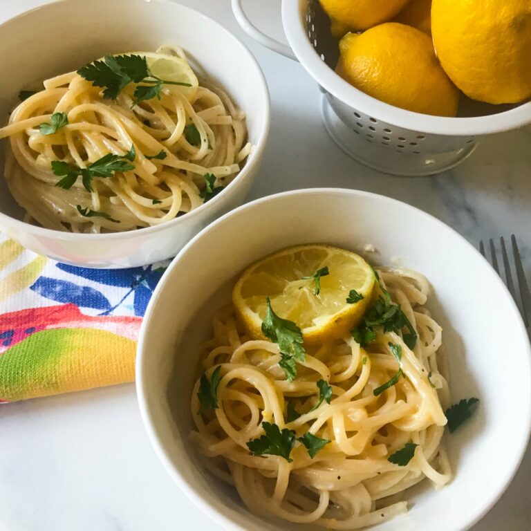 two bowls of lemon pasta.