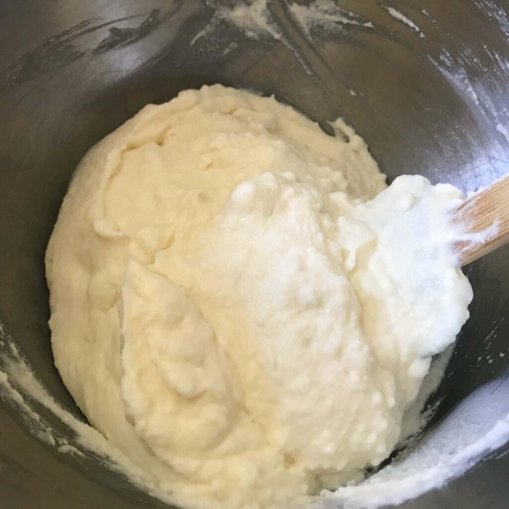 Cannoli cream mixed in bowl.