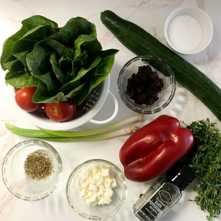 ingredients for Greek lettuce cups.