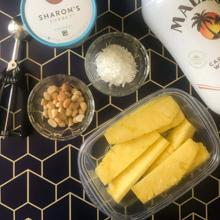 Malibu-Pineapple with Coconut Sorbet & Macadamia Nuts
