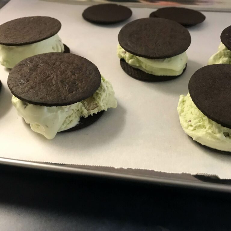 Mini Pistachio Ice Cream Sandwiches