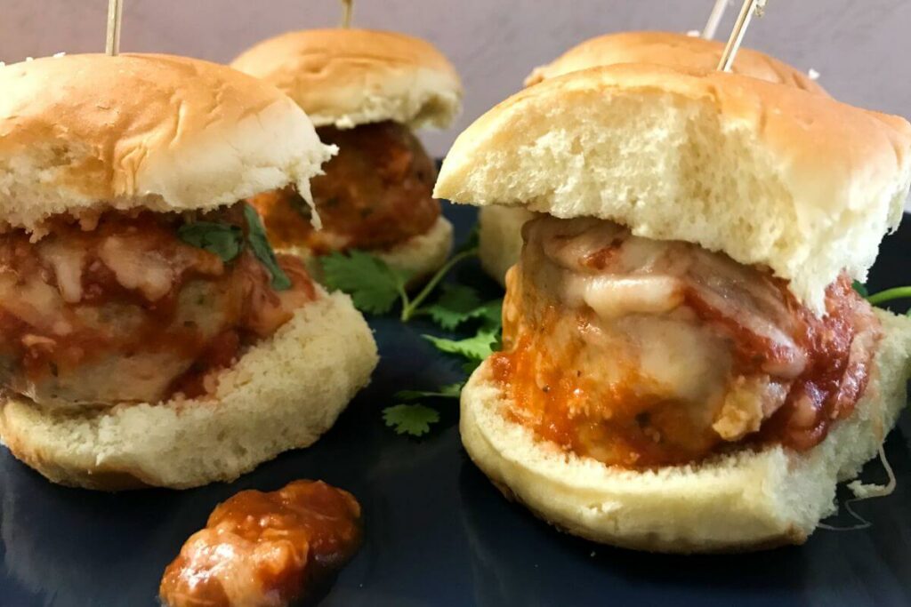 turkey meatball Parmesan sliders.