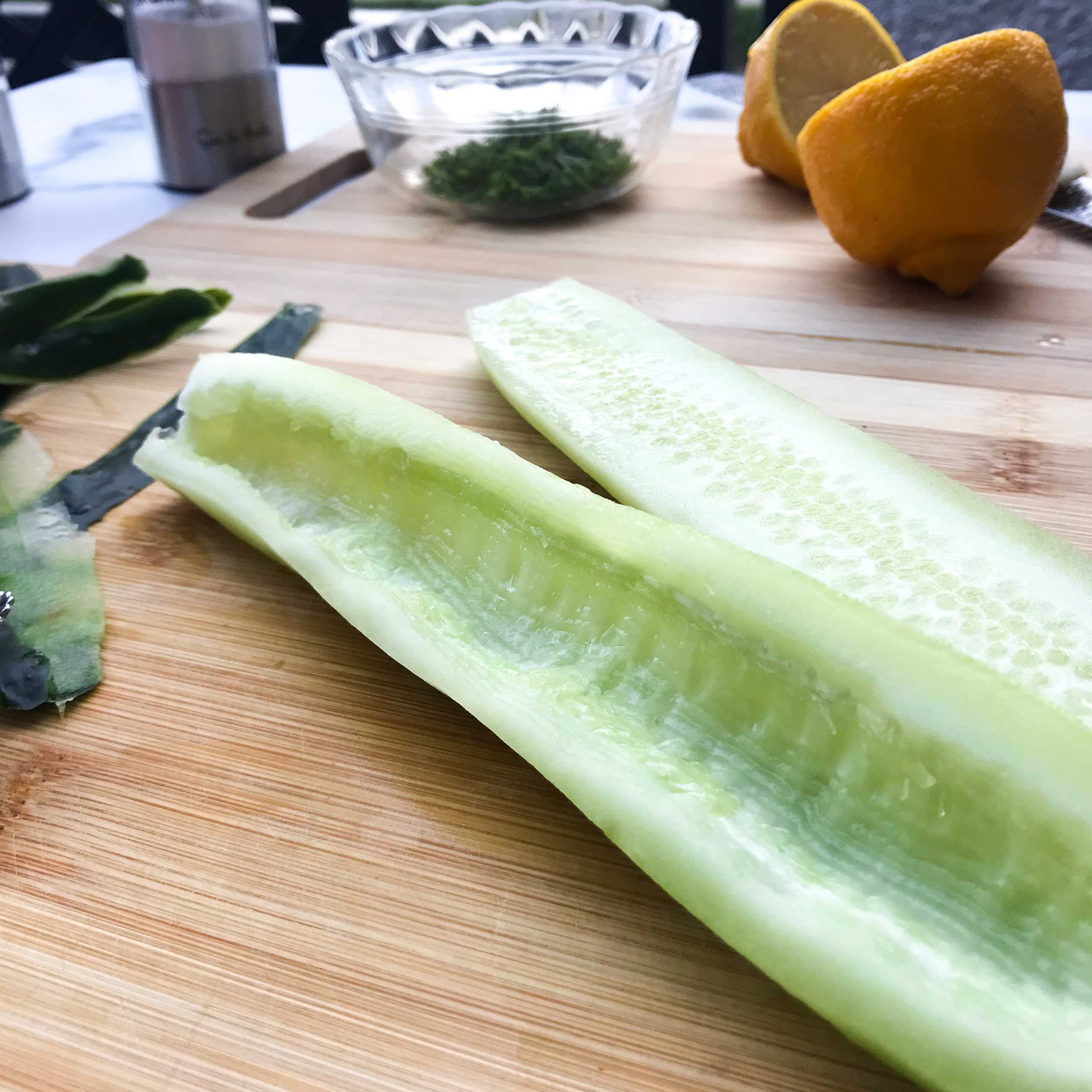 prepped cucumbers.