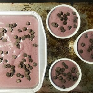 batter poured into baking pan and ramekins.