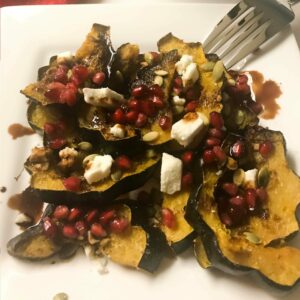 Acorn Squash, Feta, Pomegranate & Cinnamon Glaze