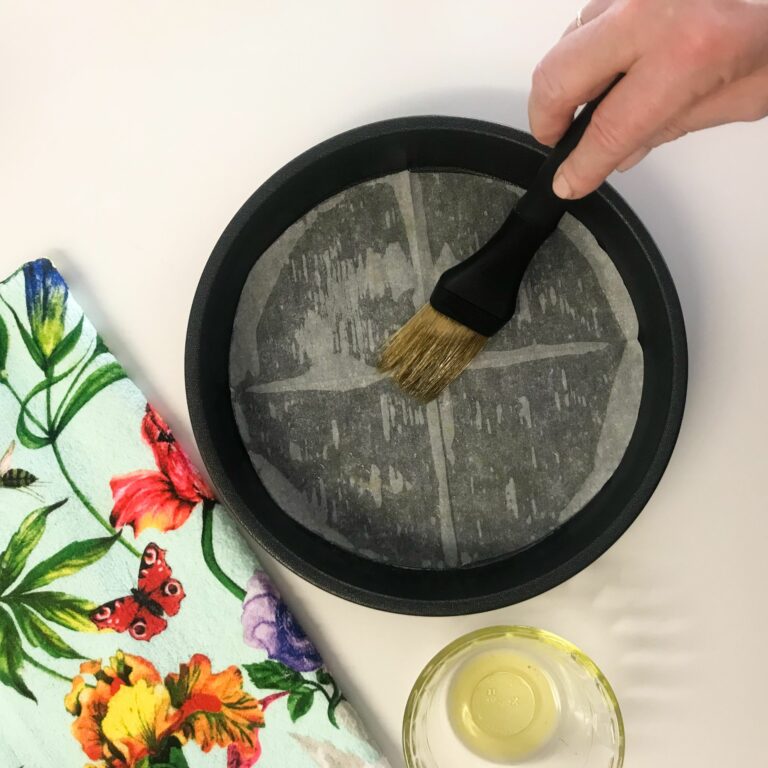 brushing pan with oil.
