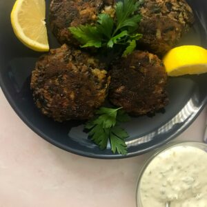 Mushroom “Crab” Cakes with Homemade Tartar Sauce