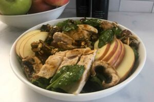 Red Apple and Chicken Salad with Nut Clusters