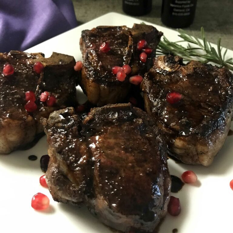 Rosemary Lamb Loin Chops with Pomegranate Glaze