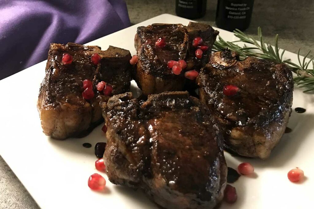 Rosemary Lamb Loin Chops with Pomegranate Glaze